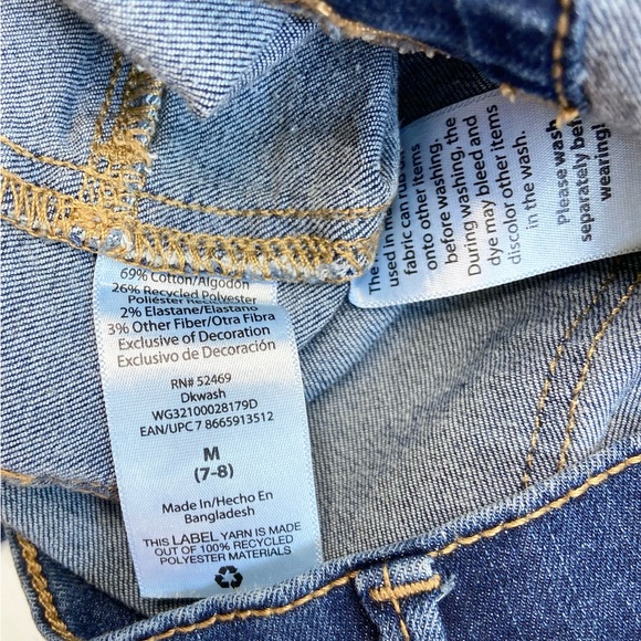 Girls Dark Wash Distressed Jeggings - Picture 6 of 6